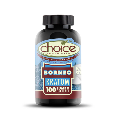 Choice Botanicals - White Borneo (White Strain) - 100 Count Jumbo KRATOM CAPSULES