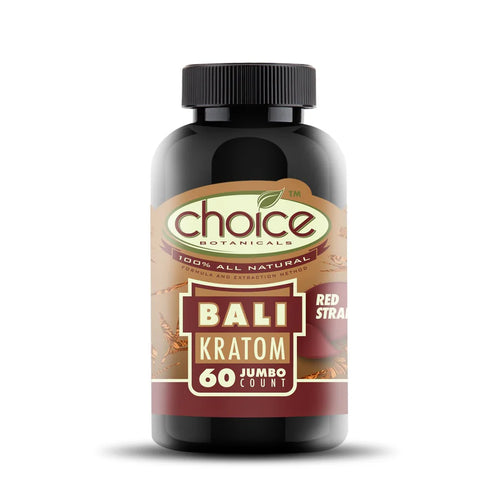 Choice Botanicals - Bali (Red Strain) - 60 Count Jumbo KRATOM CAPSULES