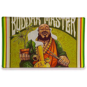 Glass Rolling Tray Buddha Master Art Design Shatter Resistant 10 in. x 6.25 in